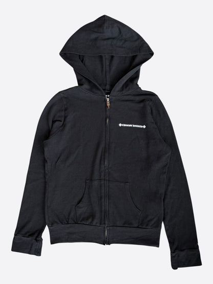 Chrome Hearts Black & White Cross Logo Women's Zip Up Hoodie