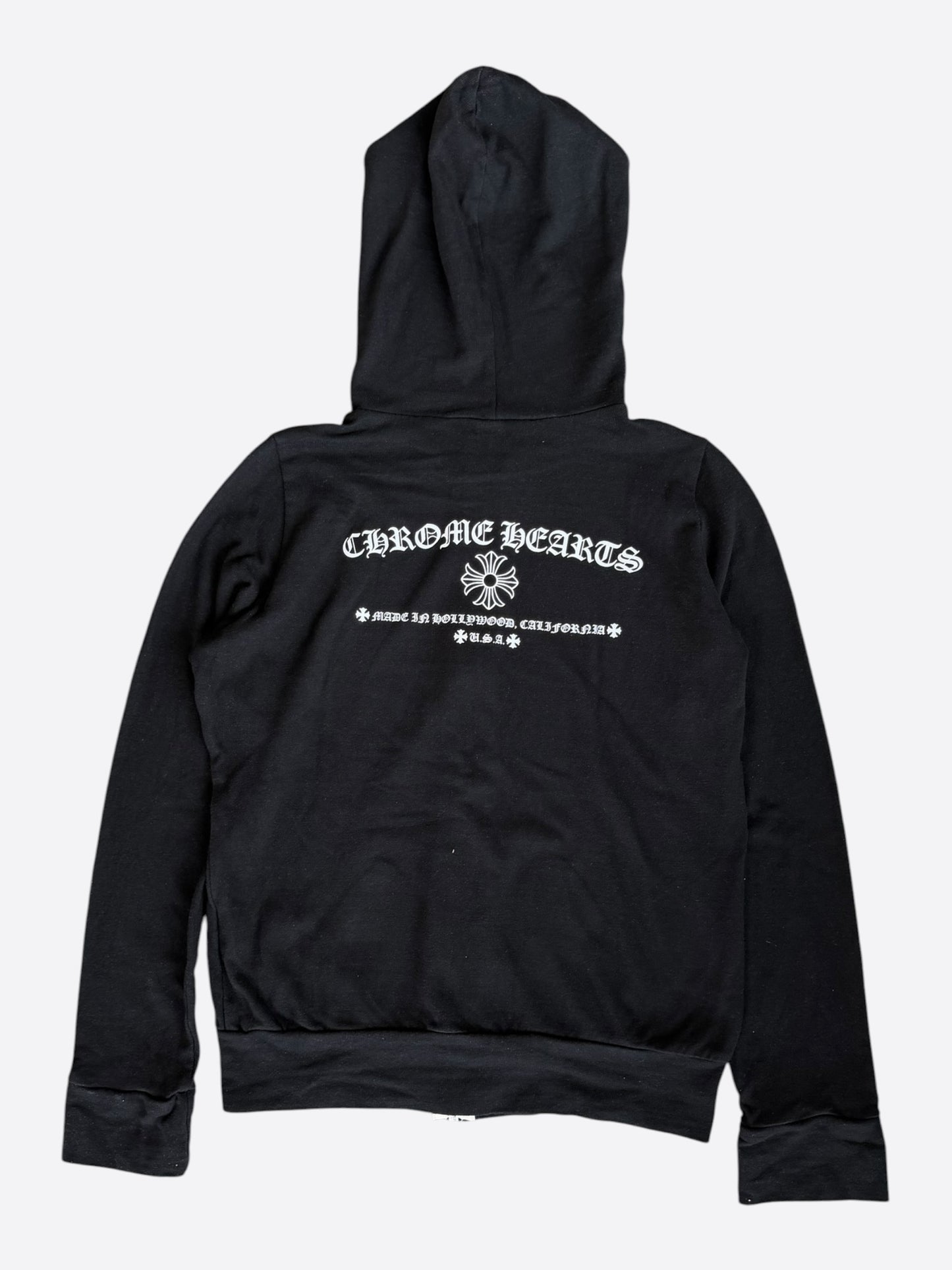 Chrome Hearts Black & White Cross Logo Women's Zip Up Hoodie