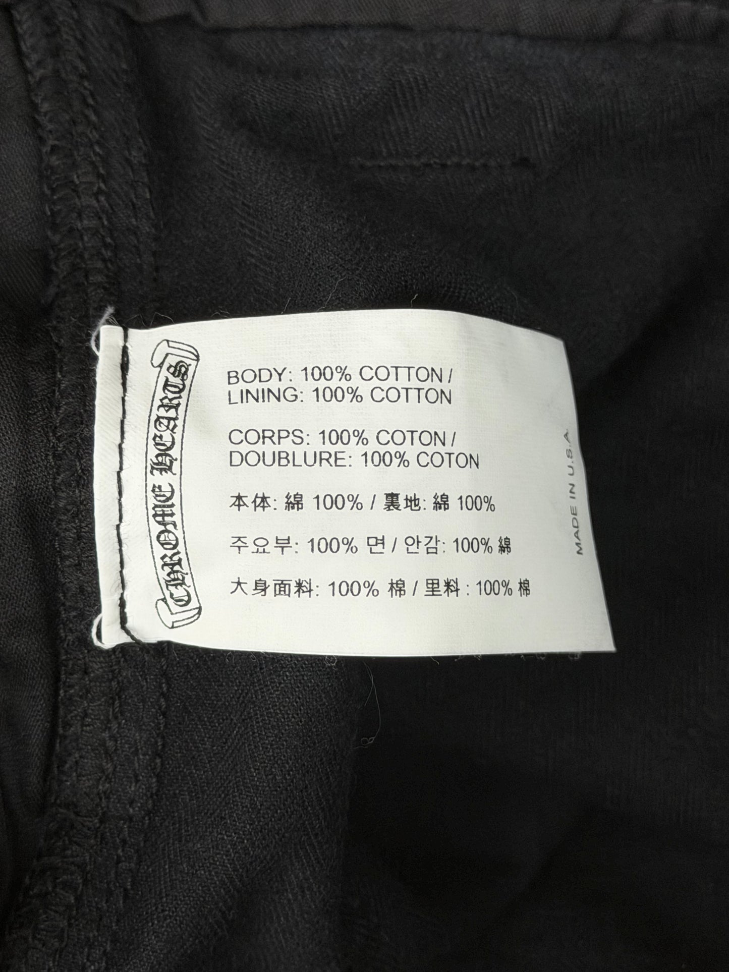 Chrome Hearts Black Herringbone Carpenter Pants