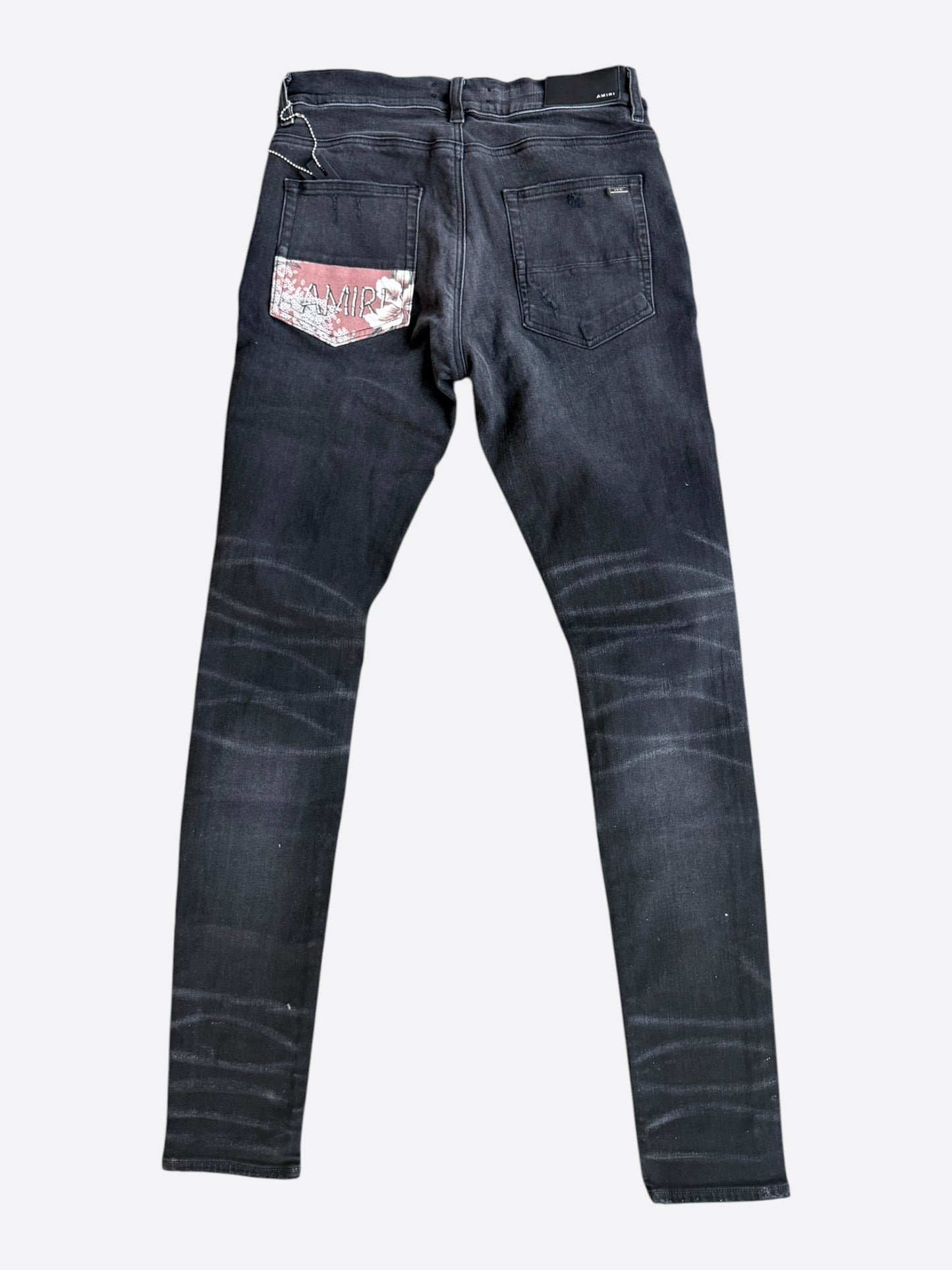 Amiri Aged Black & Hibiscus Patch Jeans