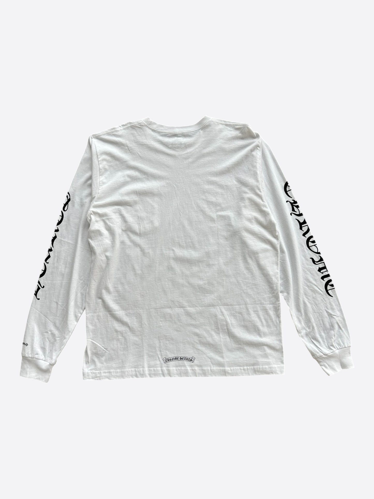 Chrome Hearts White & Black Neck Logo Longsleeve T-Shirt
