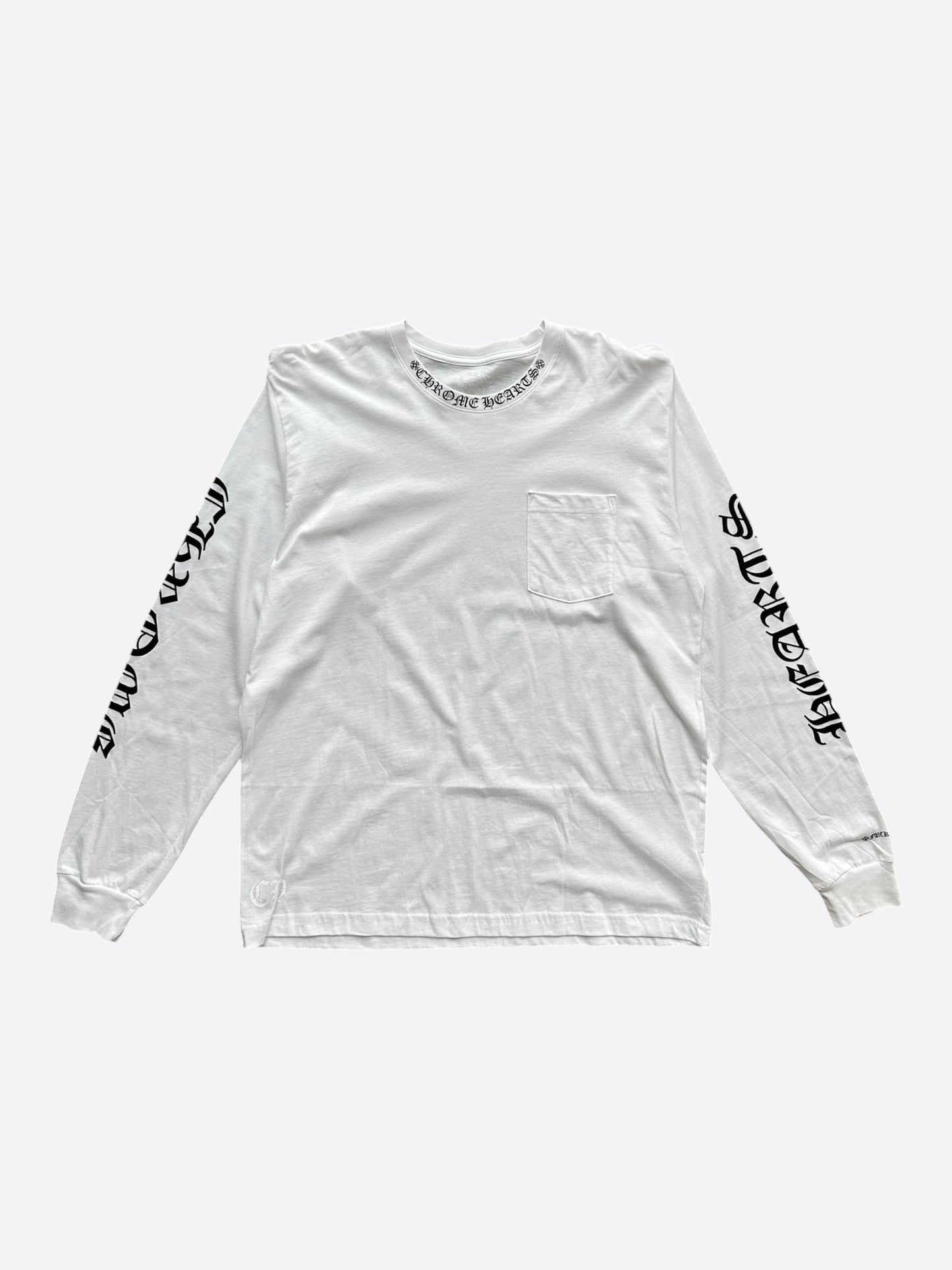 Chrome Hearts White & Black Neck Logo Longsleeve T-Shirt