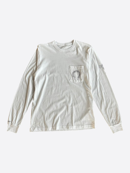 Chrome Hearts White & Black Horseshoe Cross Graphic Longsleeve T-Shirt