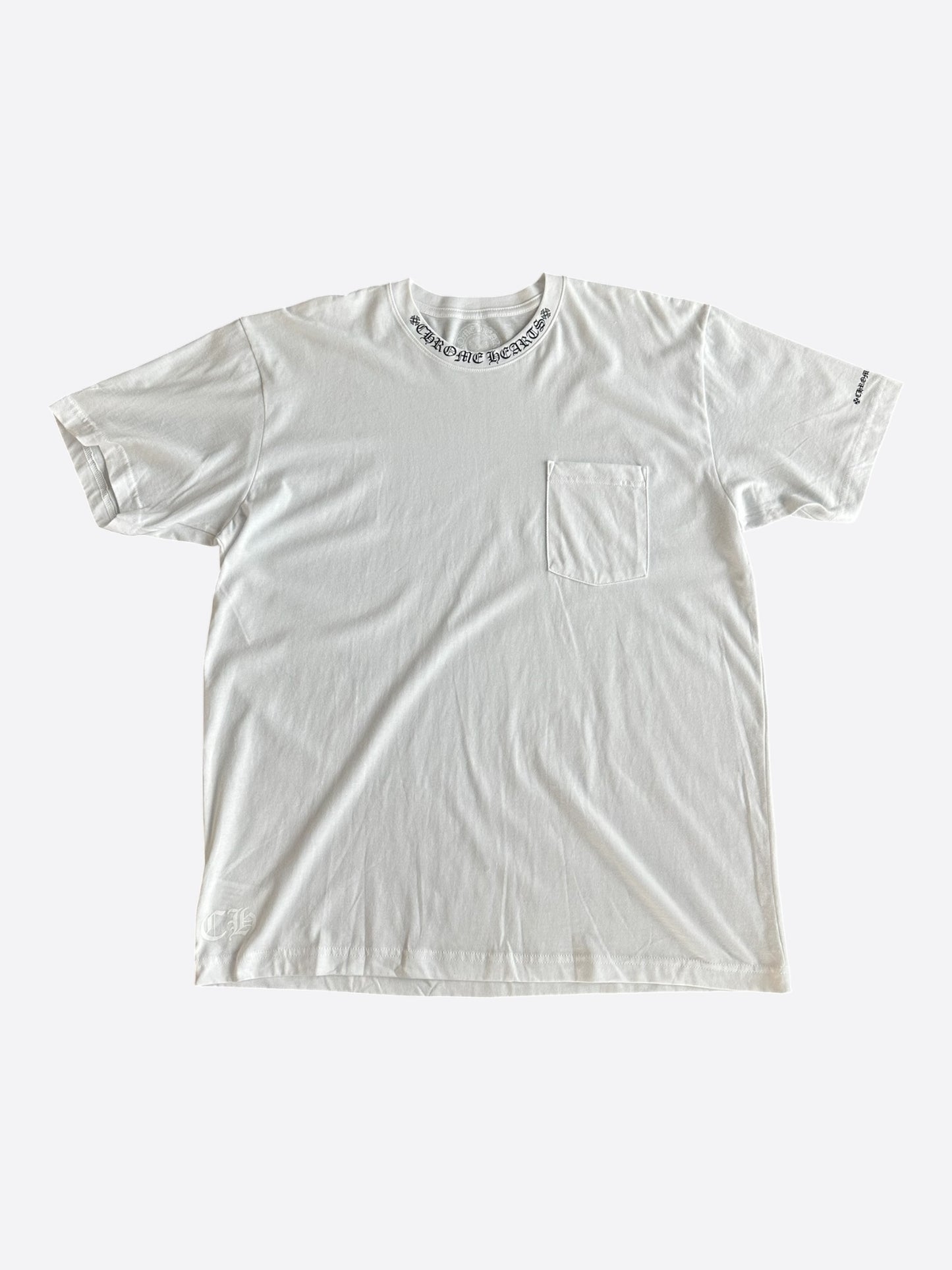 Chrome Hearts White & Black Neck Logo T-Shirt