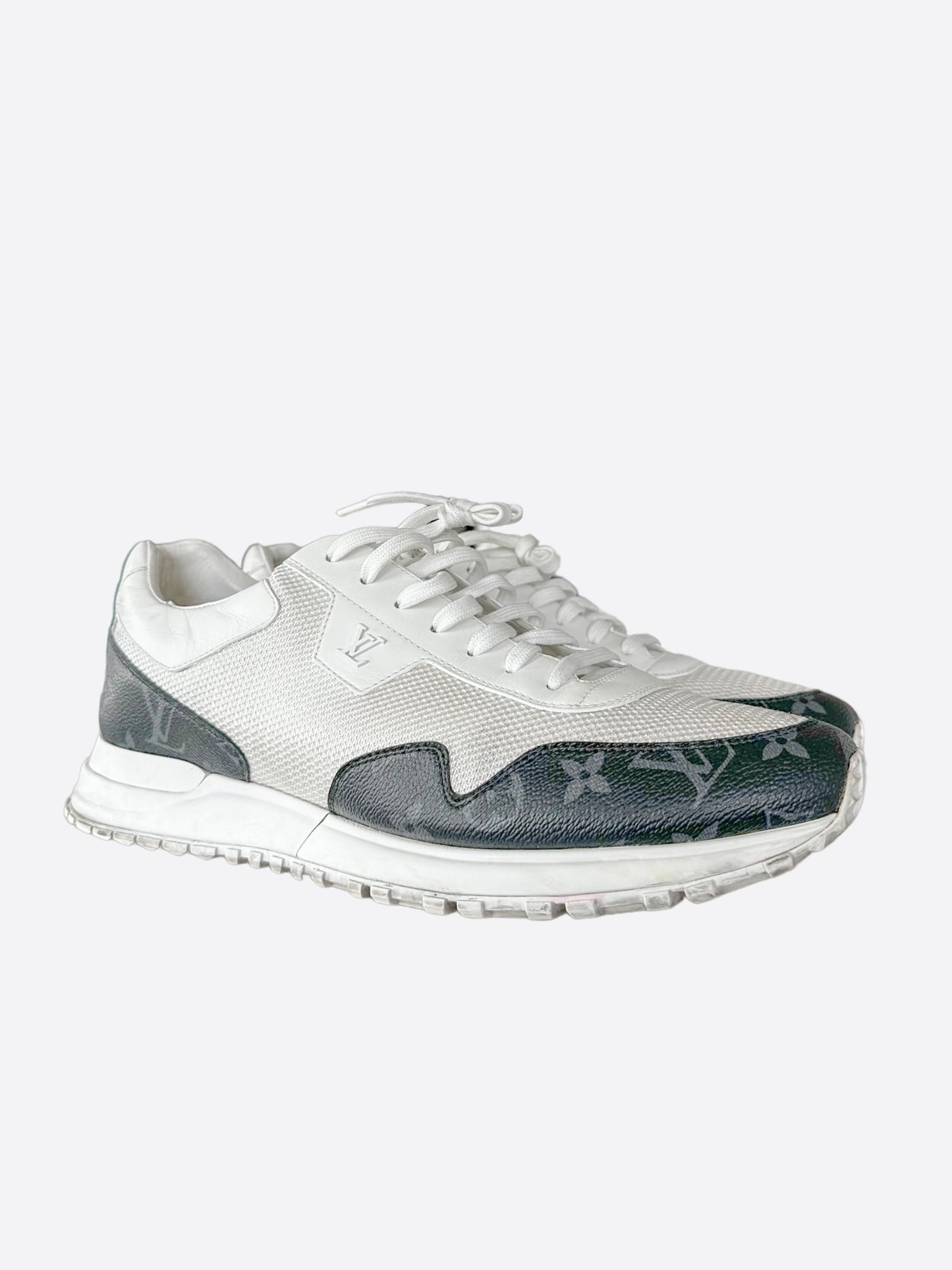 Louis Vuitton White & Monogram Eclipse Mesh Run Away Sneakers