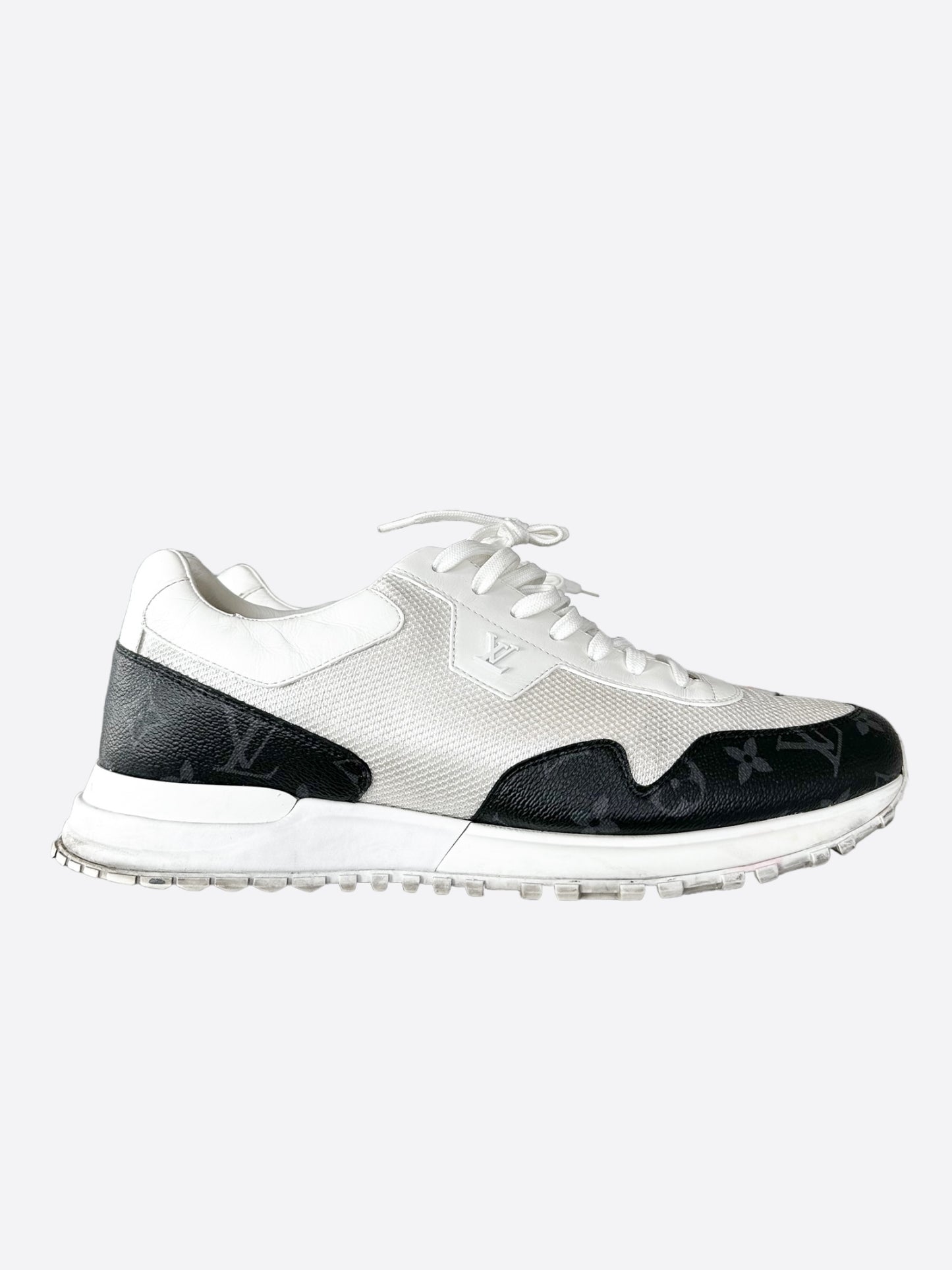 Louis Vuitton White & Monogram Eclipse Mesh Run Away Sneakers