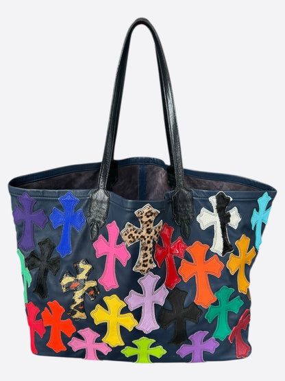 Chrome Hearts Navy Multicolor Cross Patch Tote Bag