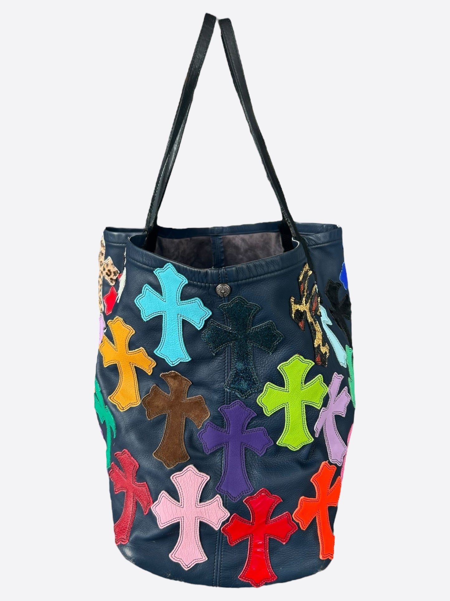 Chrome Hearts Navy Multicolor Cross Patch Tote Bag