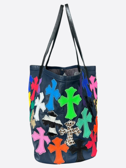 Chrome Hearts Navy Multicolor Cross Patch Tote Bag