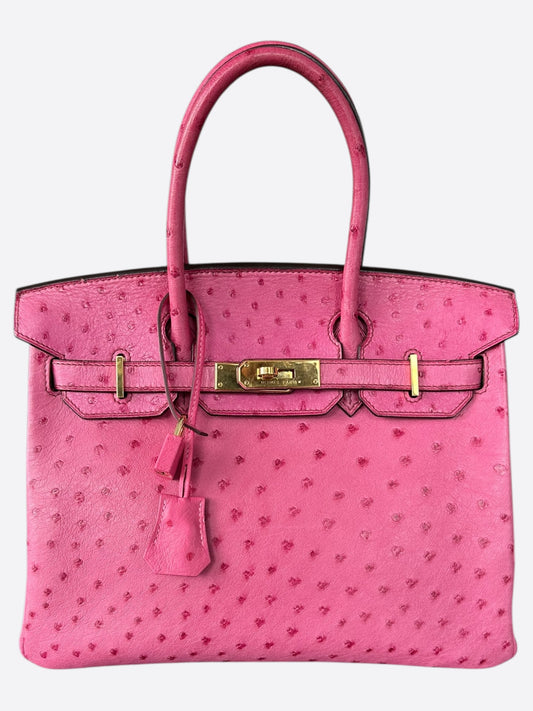 Hermes Pink Ostrich Birkin 30