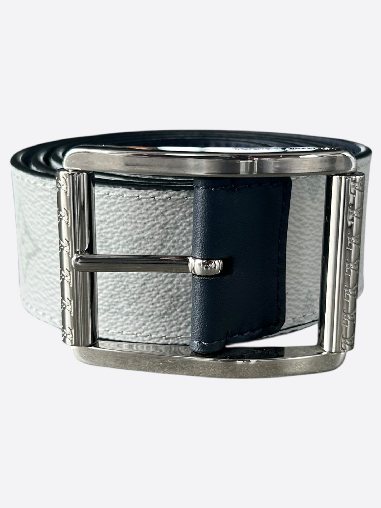Louis Vuitton White & Navy Monogram Taigarama Reversible Belt