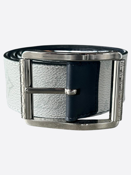 Louis Vuitton White & Navy Monogram Taigarama Reversible Belt