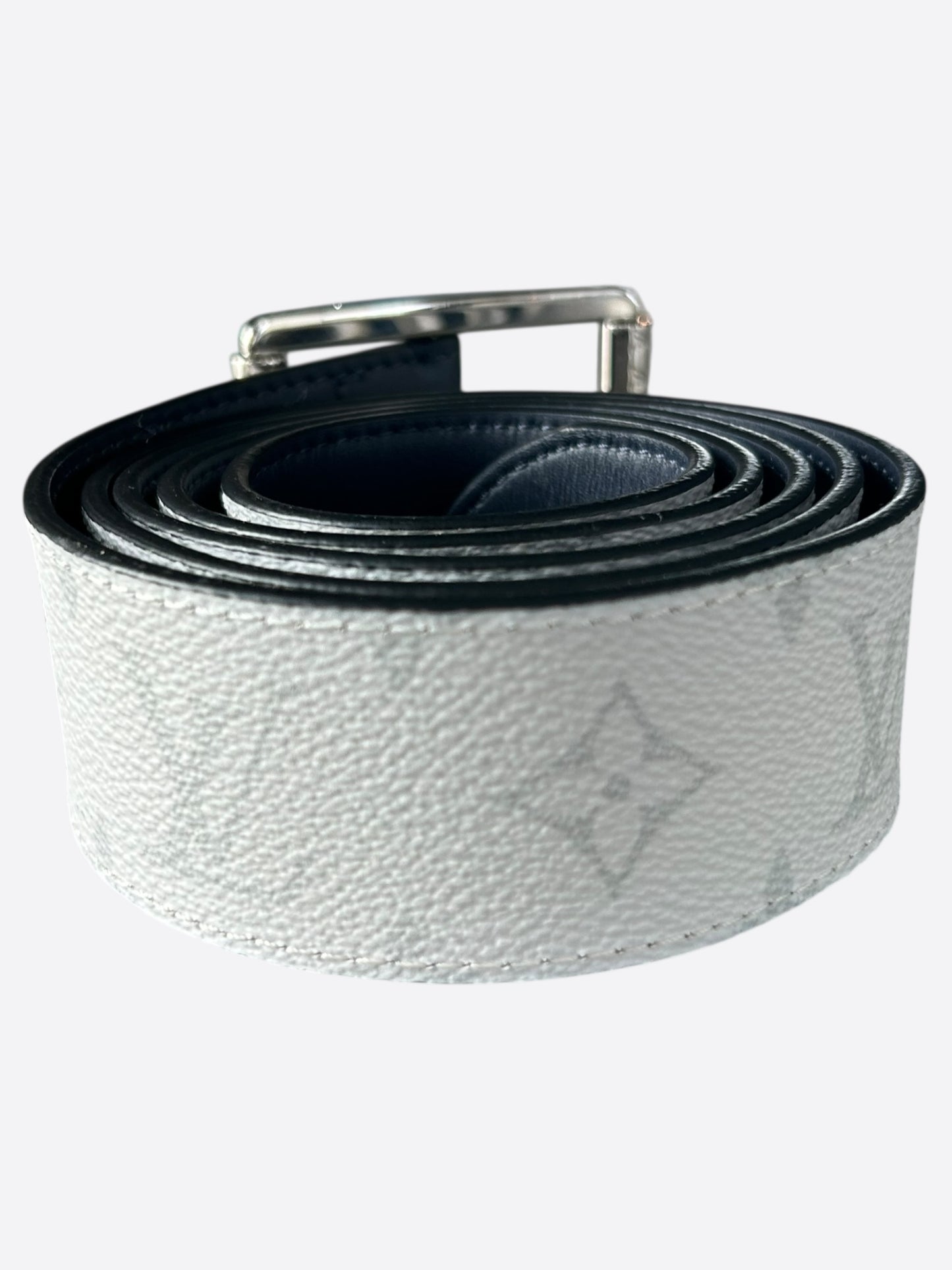 Louis Vuitton White & Navy Monogram Taigarama Reversible Belt
