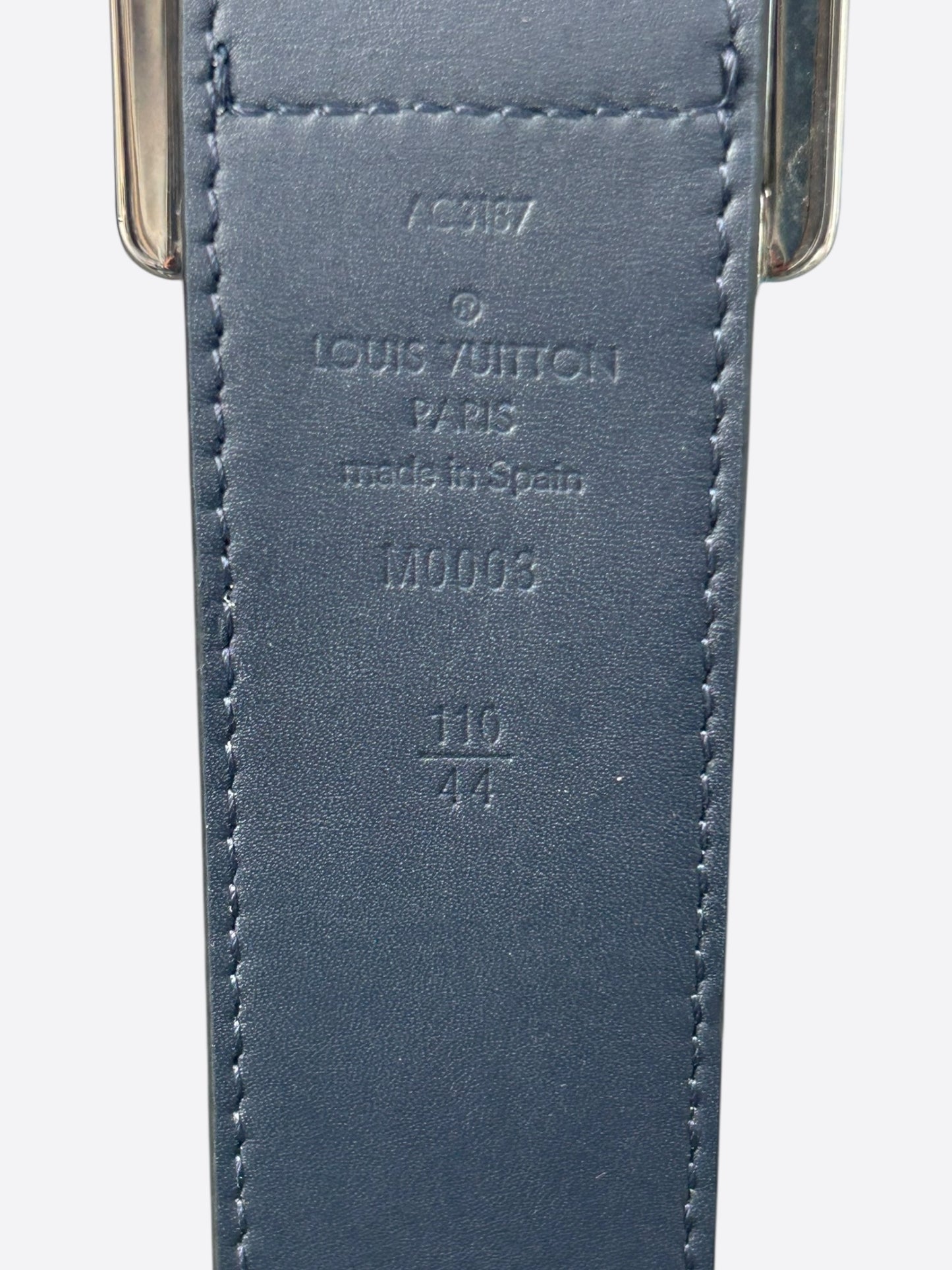 Louis Vuitton White & Navy Monogram Taigarama Reversible Belt