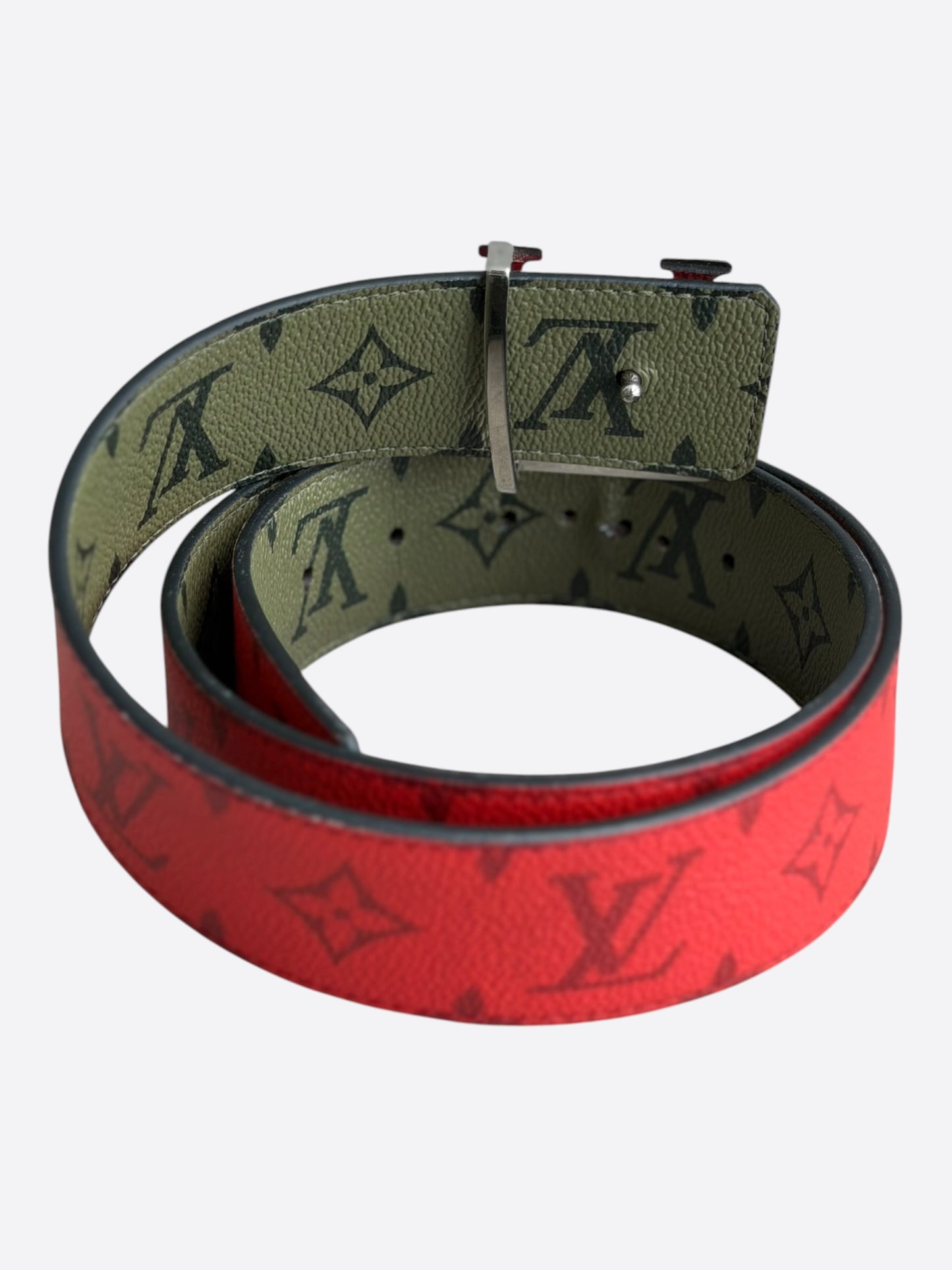 Louis Vuitton Red & Green Monogram Reversible Belt