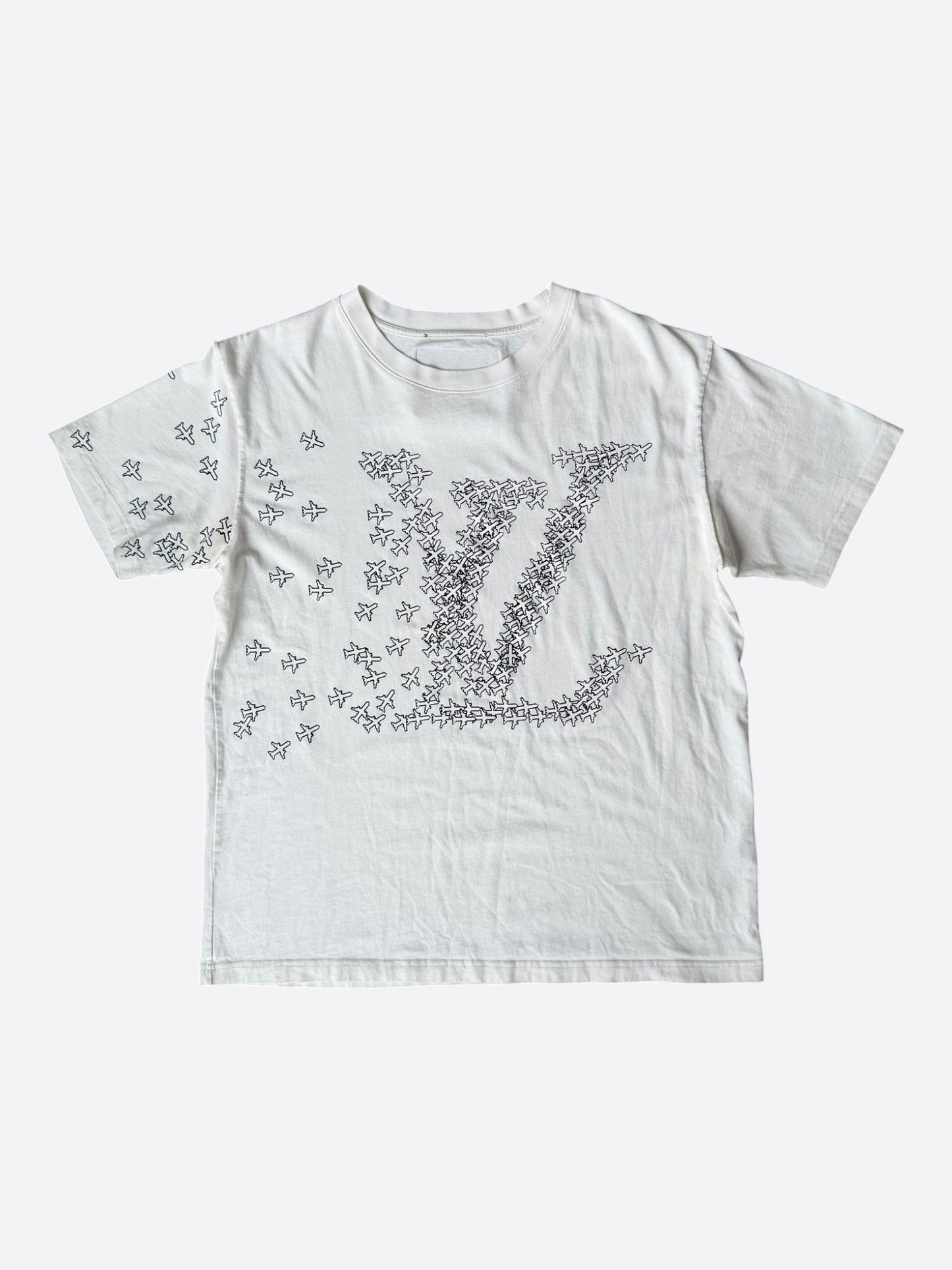 Louis Vuitton White & Black Planes Logo T-Shirt