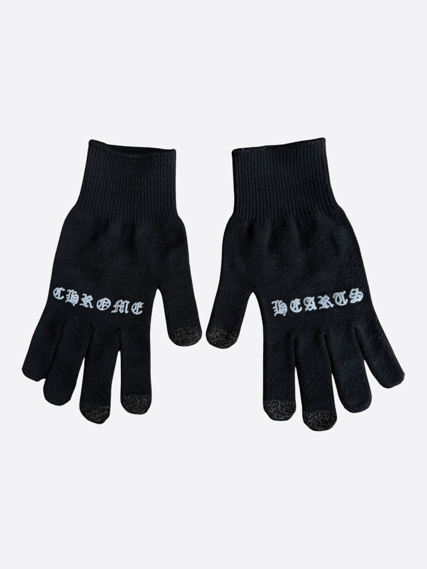 Chrome Hearts Black & White Script Cross Logo Gloves