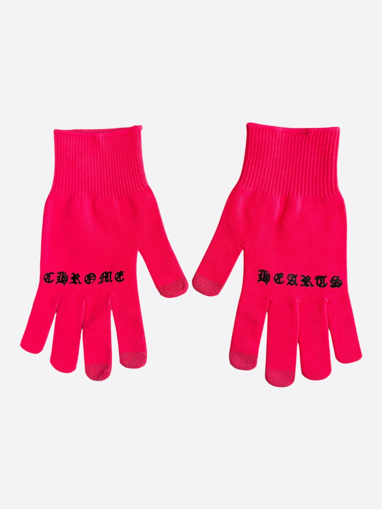 Chrome Hearts Red & Black Script Cross Logo Gloves