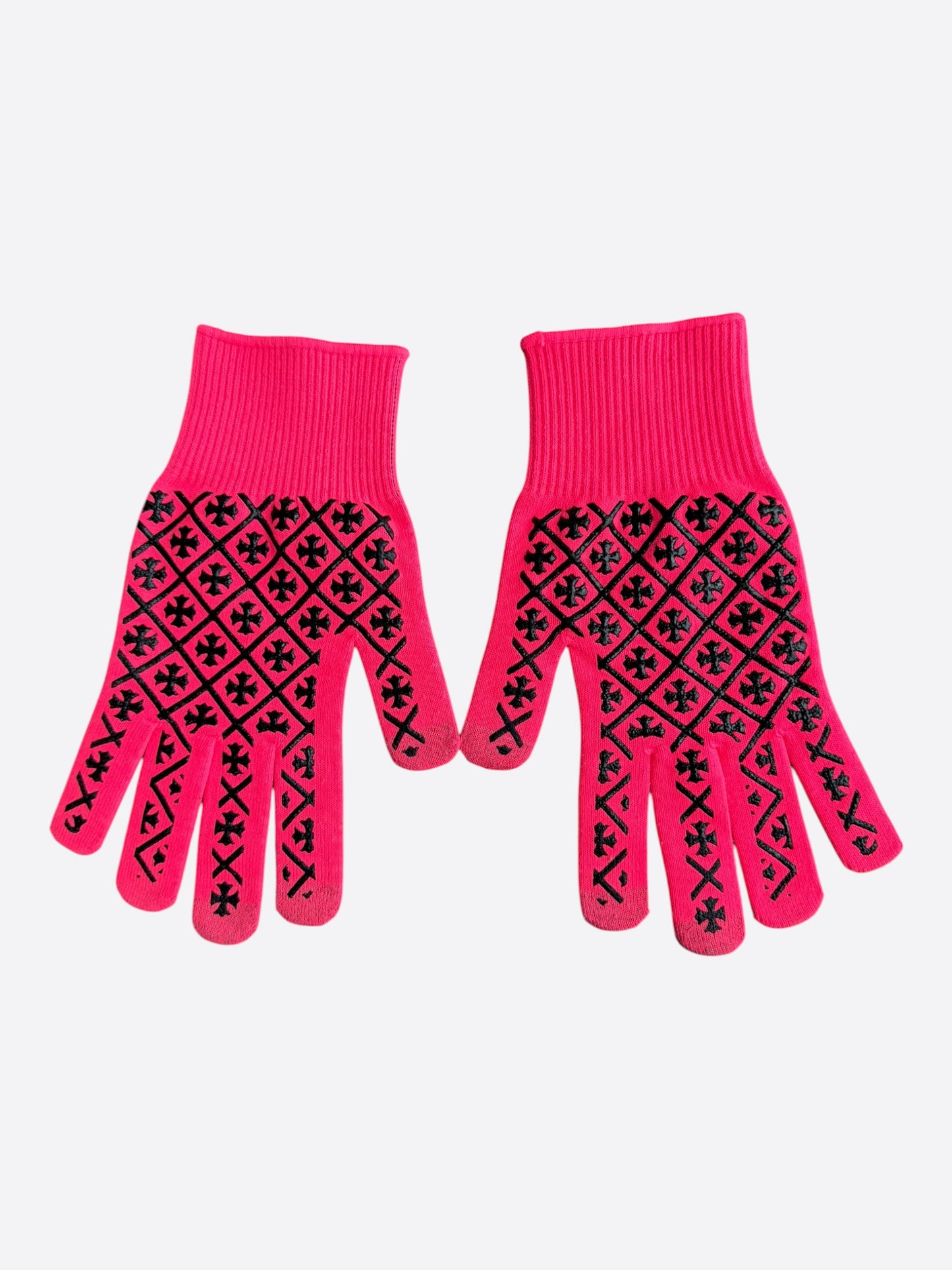 Chrome Hearts Red & Black Script Cross Logo Gloves