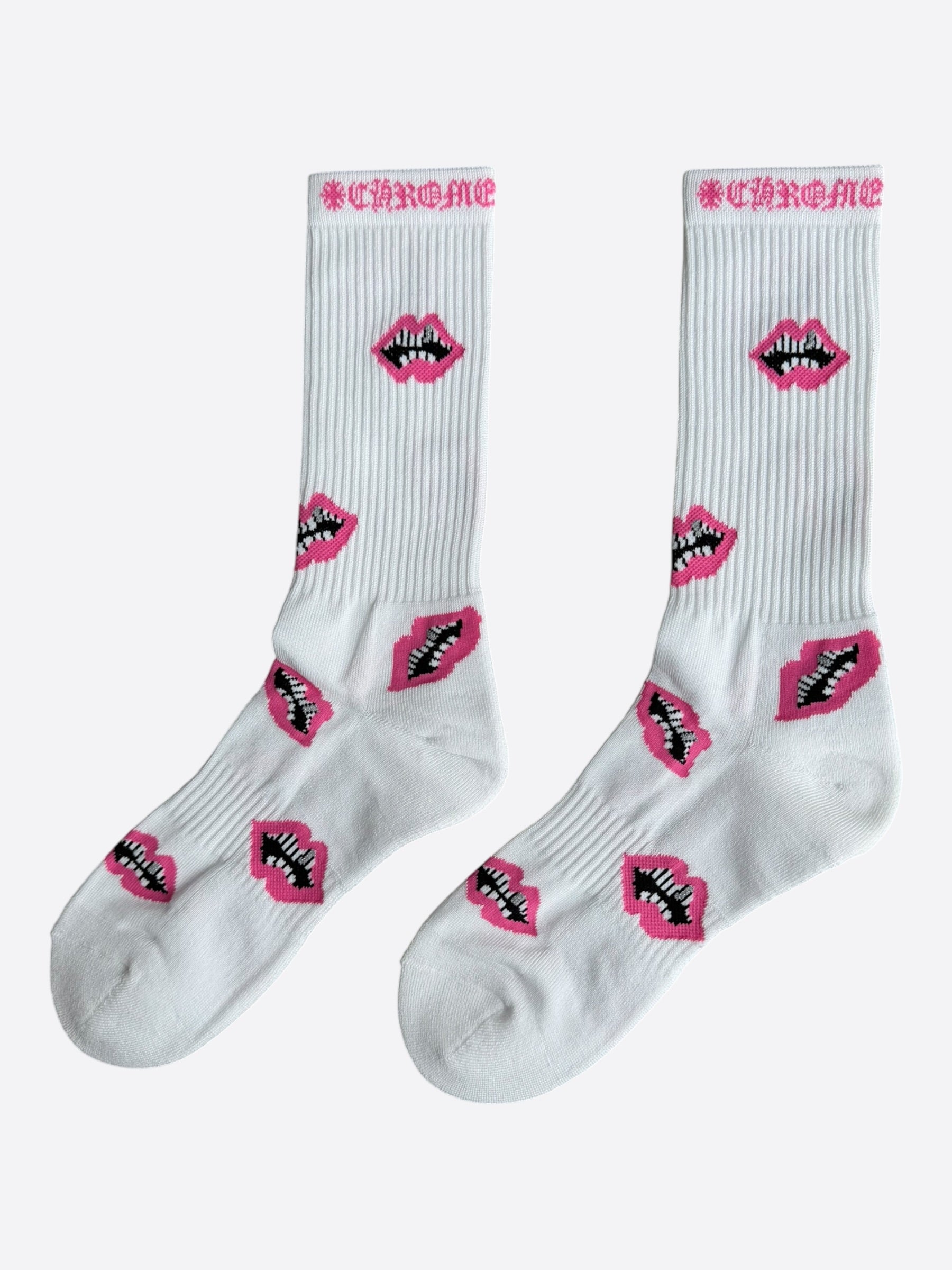 Chrome Hearts Matty Boy White & Pink Chomper Socks – Savonches
