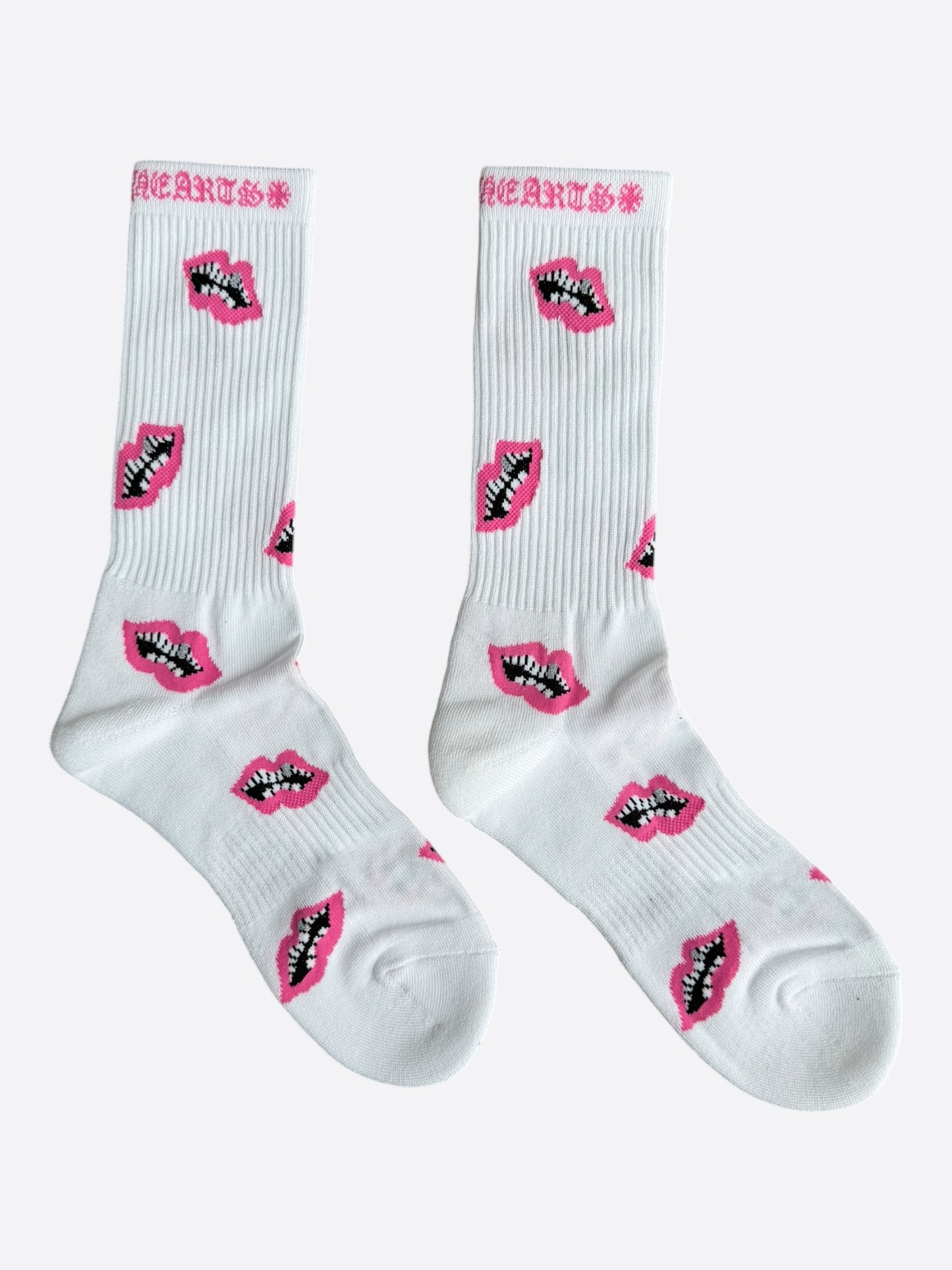 Chrome Hearts Matty Boy White & Pink Chomper Socks