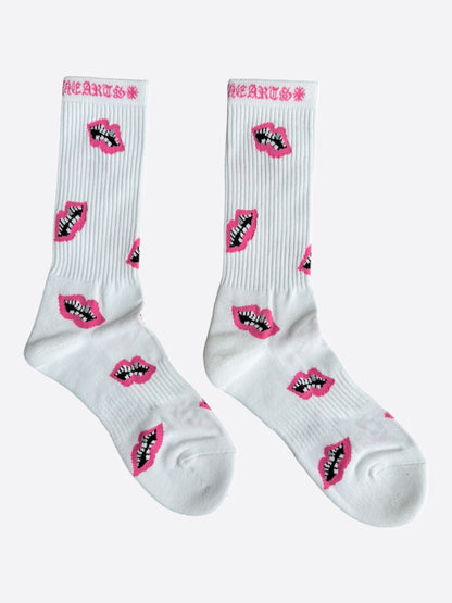 Chrome Hearts Matty Boy White & Pink Chomper Socks