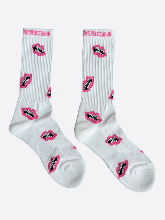 Chrome Hearts Matty Boy White & Pink Chomper Socks