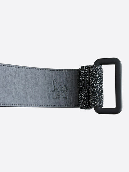 Christian Louboutin Black Glitter Spiked Belt