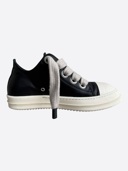Rick Owens Black Leather Jumbo Lace Low Top Sneakers
