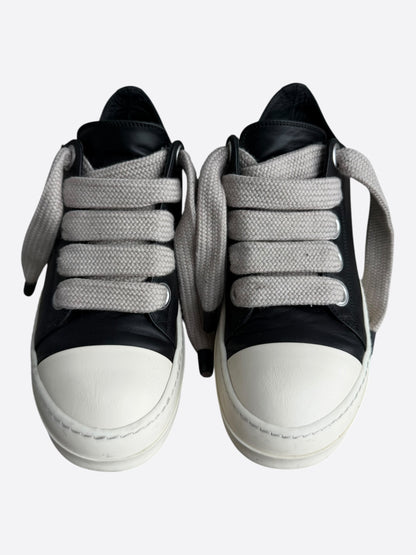 Rick Owens Black Leather Jumbo Lace Low Top Sneakers