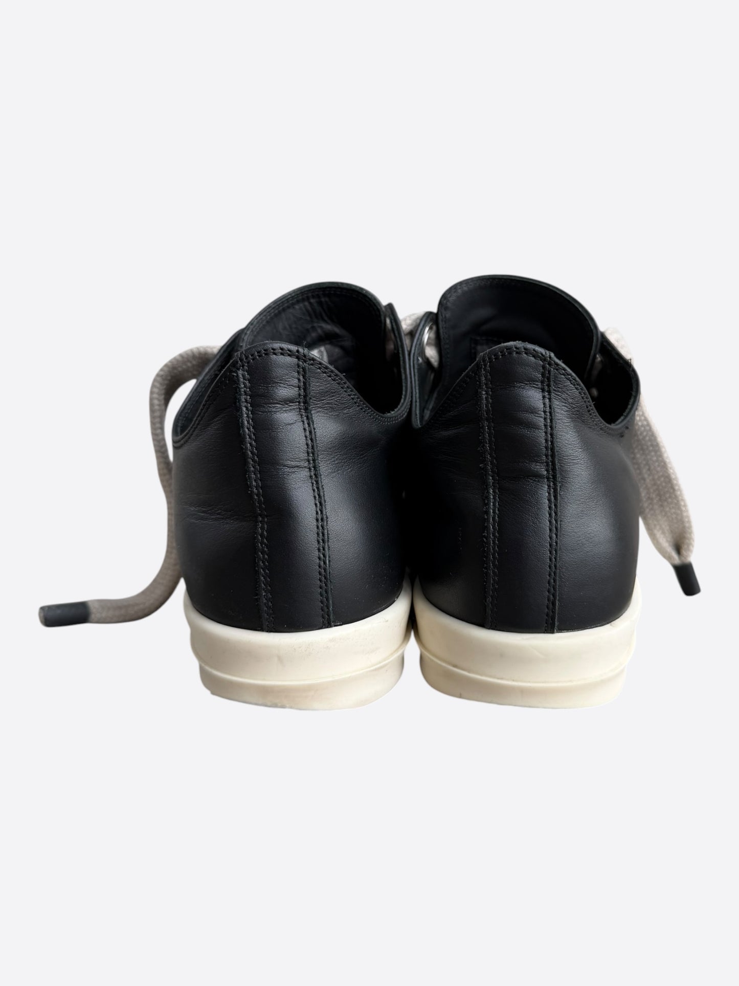 Rick Owens Black Leather Jumbo Lace Low Top Sneakers