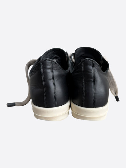 Rick Owens Black Leather Jumbo Lace Low Top Sneakers