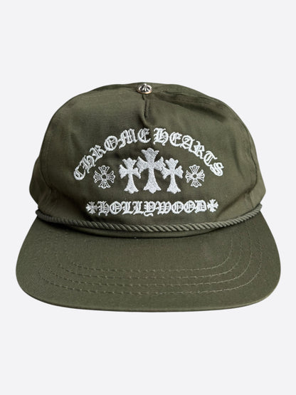 Chrome Hearts Olive & White Triple Cross Embroidered Hat