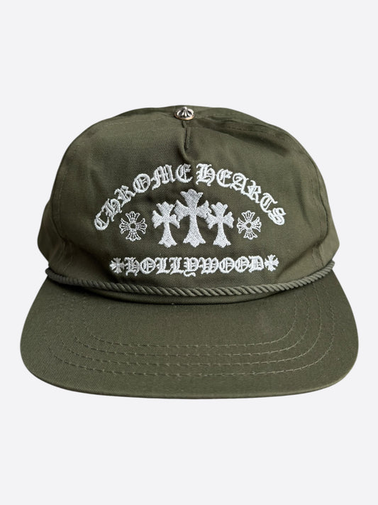 Chrome Hearts Olive & White Triple Cross Embroidered Hat