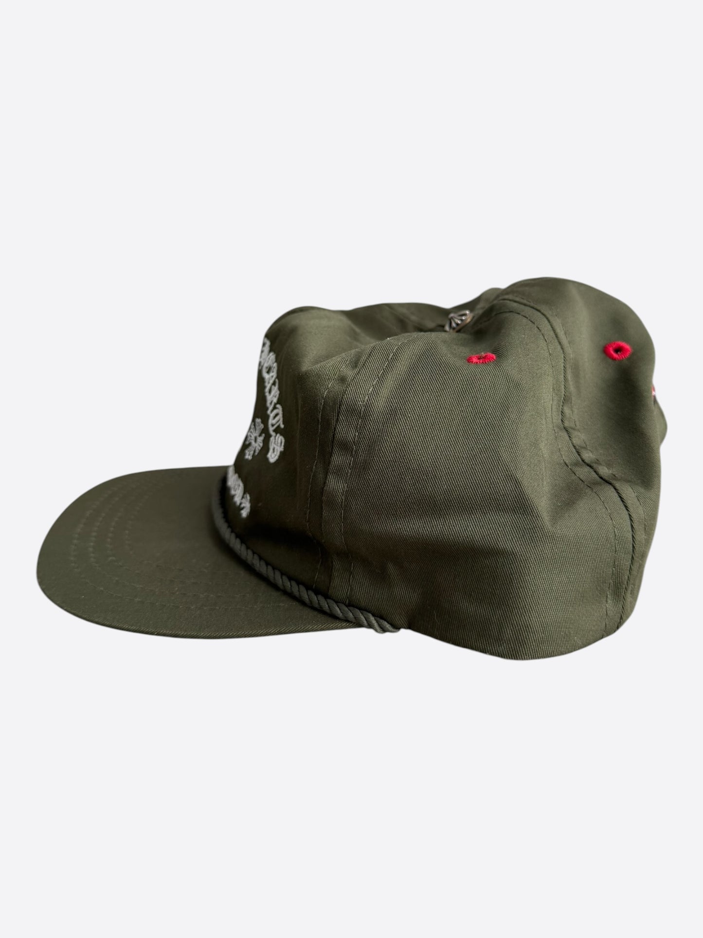 Chrome Hearts Olive & White Triple Cross Embroidered Hat