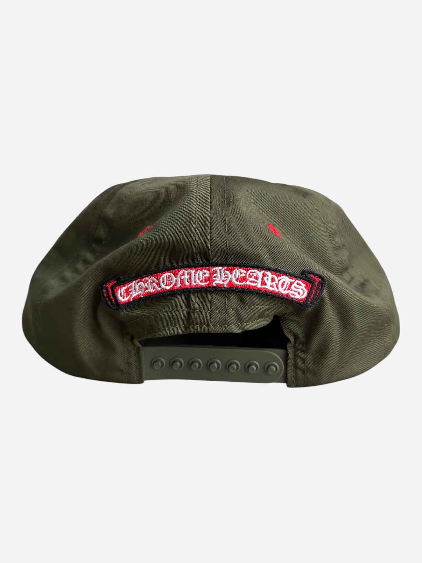 Chrome Hearts Olive & White Triple Cross Embroidered Hat