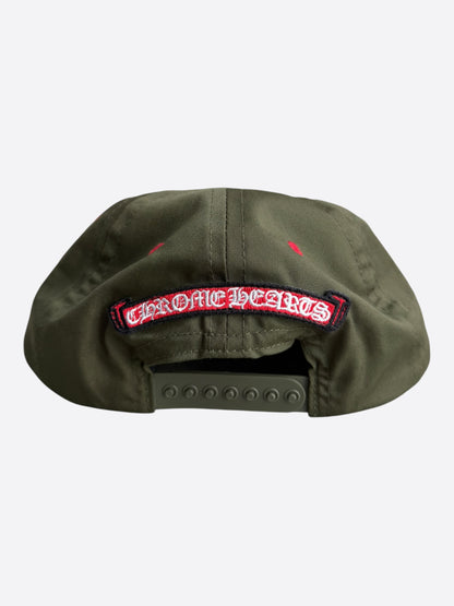 Chrome Hearts Olive & White Triple Cross Embroidered Hat