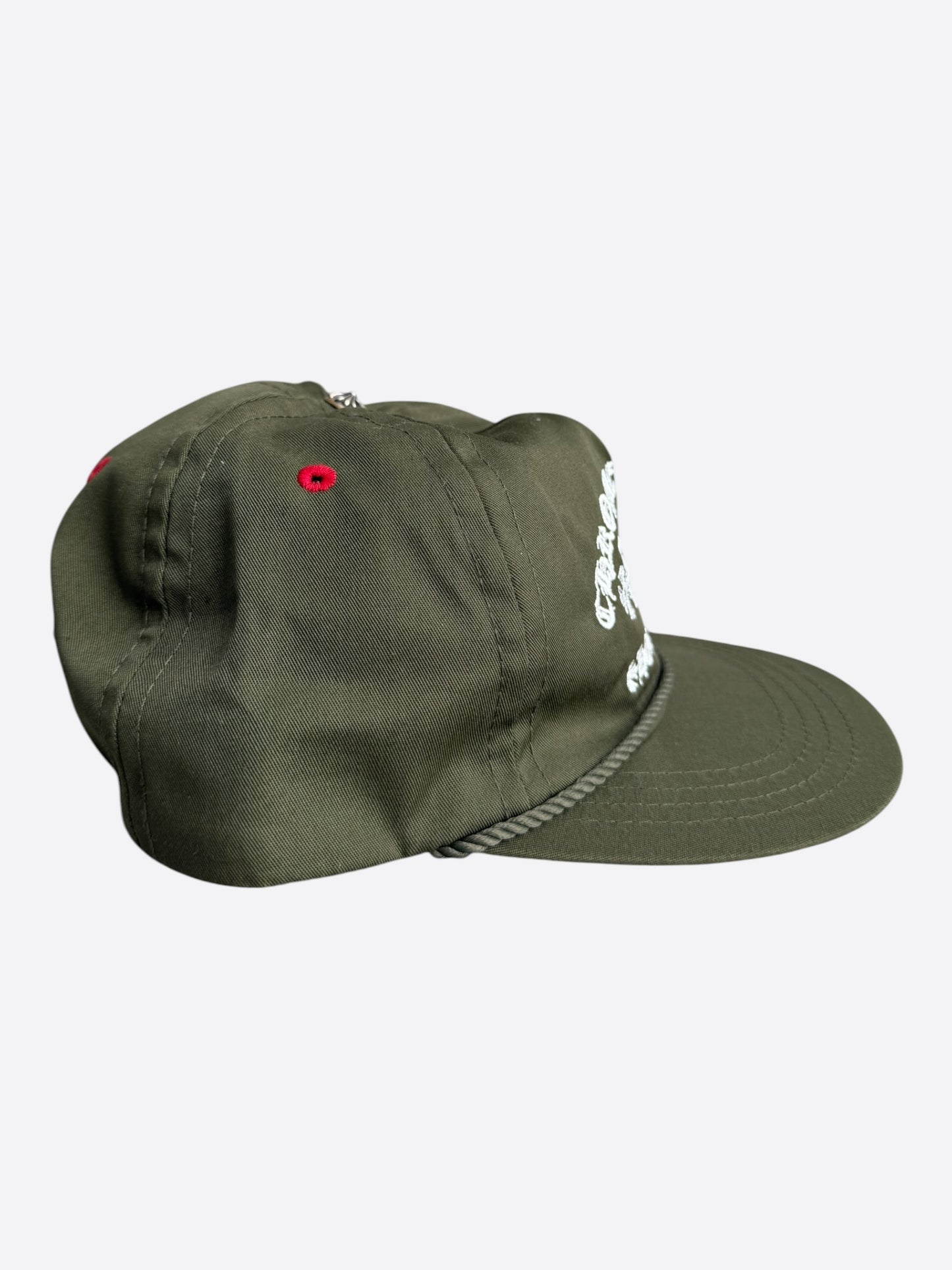 Chrome Hearts Olive & White Triple Cross Embroidered Hat