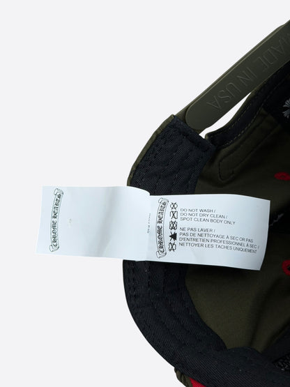 Chrome Hearts Olive & White Triple Cross Embroidered Hat
