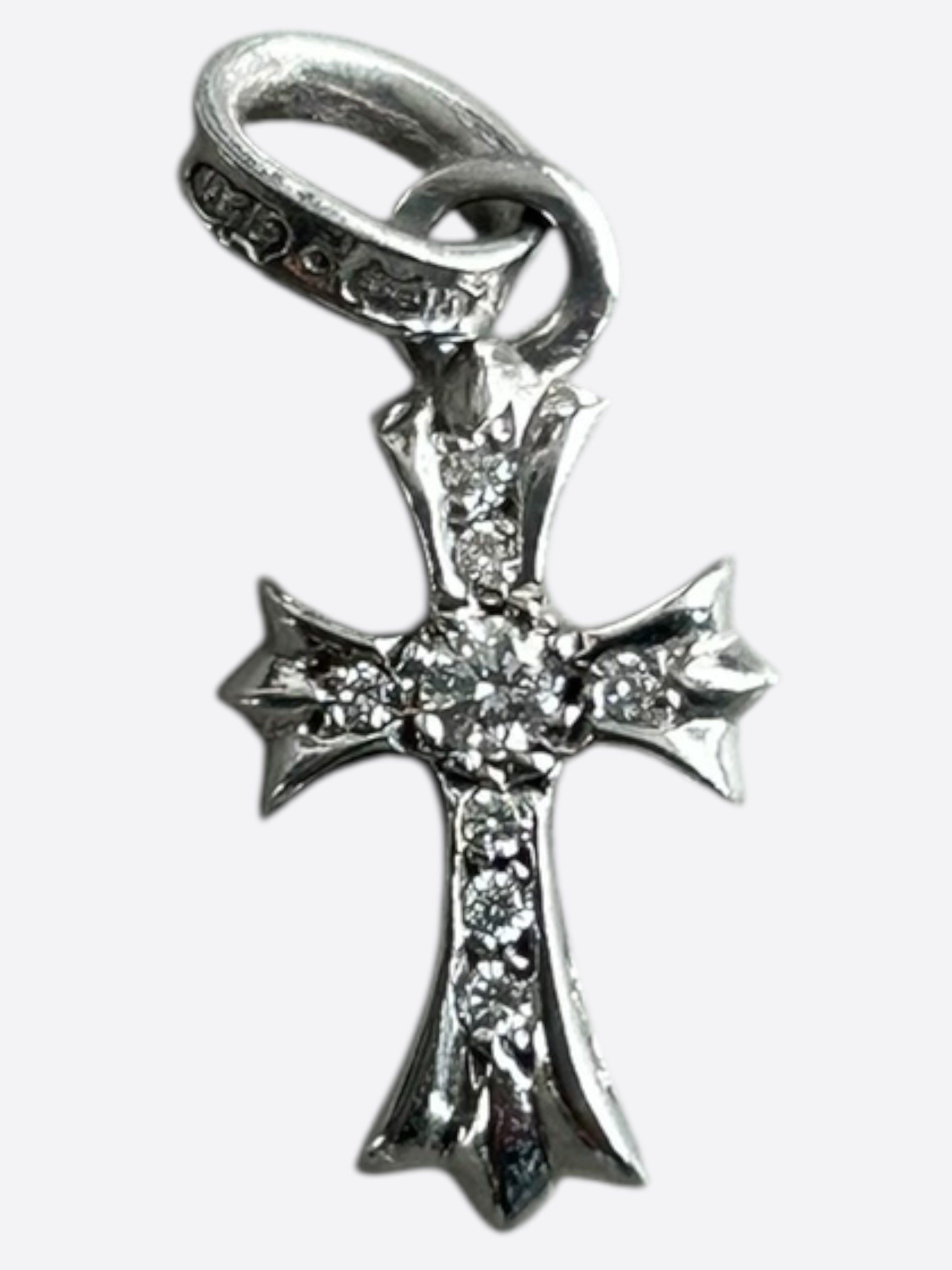 ネックレス・ペンダント CHROME HEARTS WHITE GOLD BABY FAT CROSS CHARM PAVE DIAMONDS Chrome Hearts 18K White Gold Diamonds Babyfat Charm - SRM