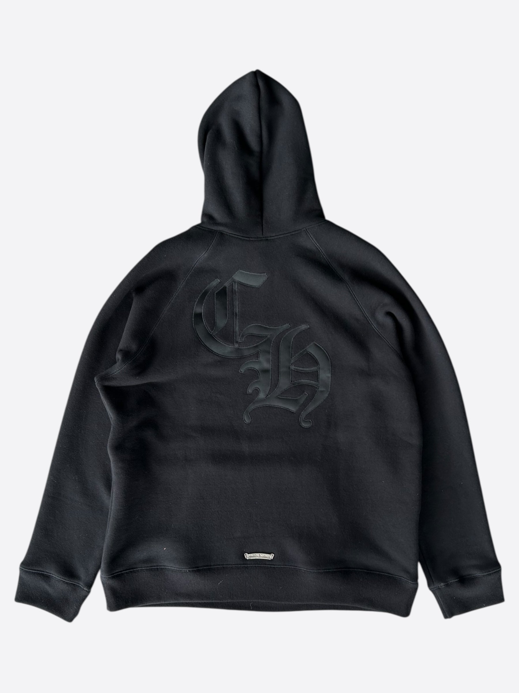 Chrome Hearts Black Triple Cross CH Logo Embroidered Hoodie
