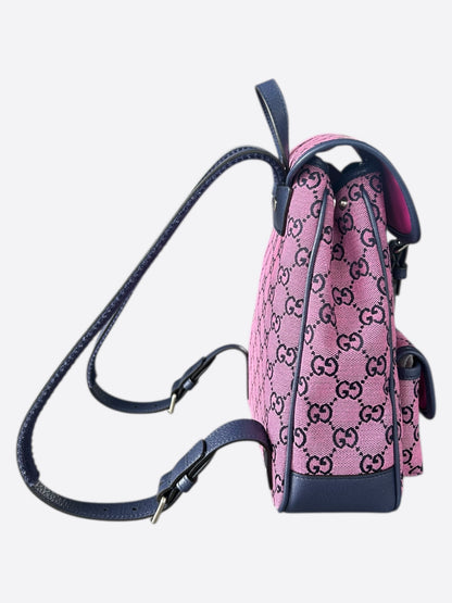 gucci mini backpack pink Gucci Pink & Blue GG Monogram Mini Backpack – Savonches
