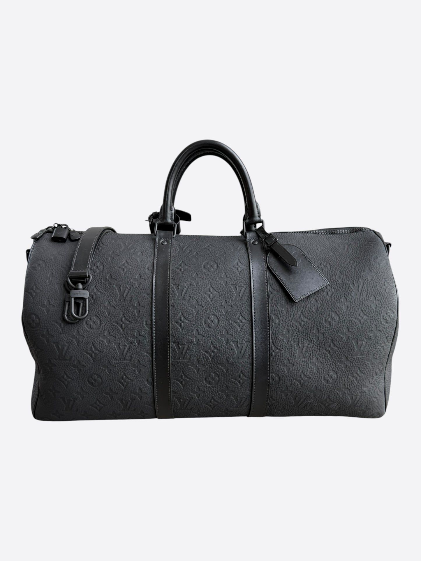 Louis Vuitton Black Taurillon Monogram Keepall 50