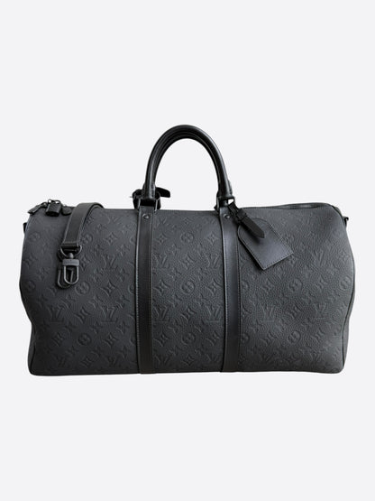 Louis Vuitton Black Taurillon Monogram Keepall 50
