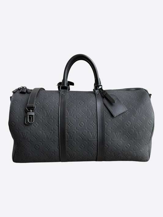 Louis Vuitton Black Taurillon Monogram Keepall 50