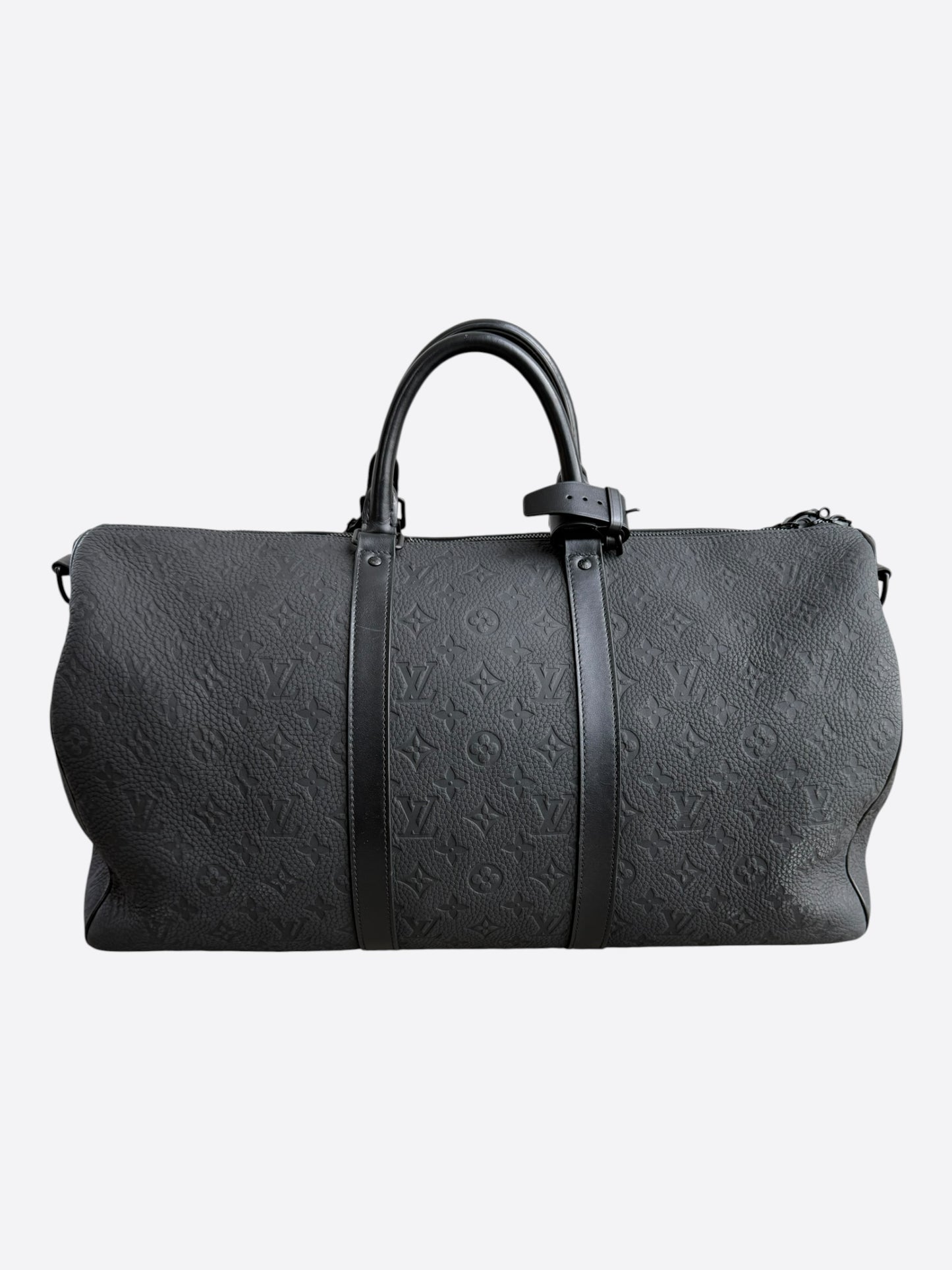 Louis Vuitton Black Taurillon Monogram Keepall 50