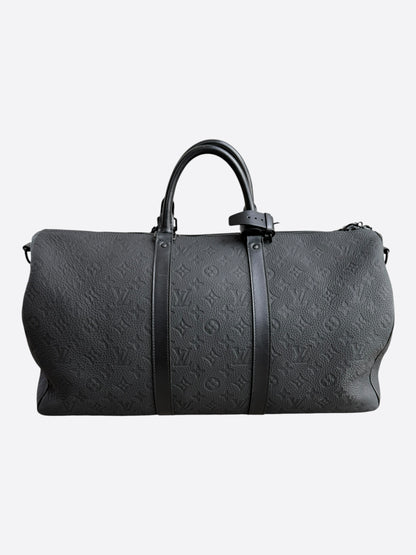 Louis Vuitton Black Taurillon Monogram Keepall 50