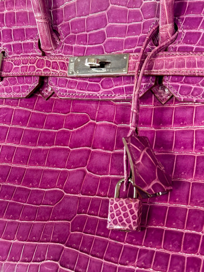 Hermes Violet Porosus Crocodile Birkin 35