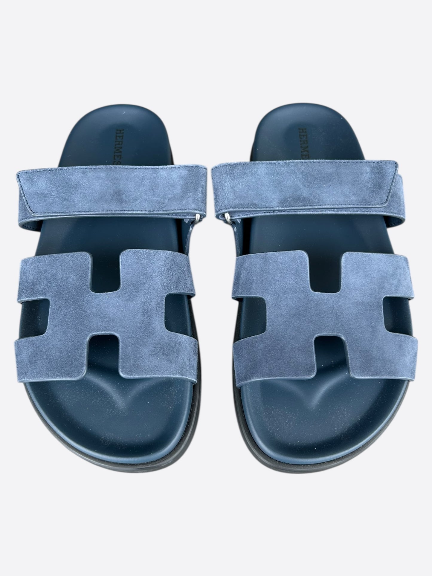 Hermes Blue Suede Chypre Women's Sandals