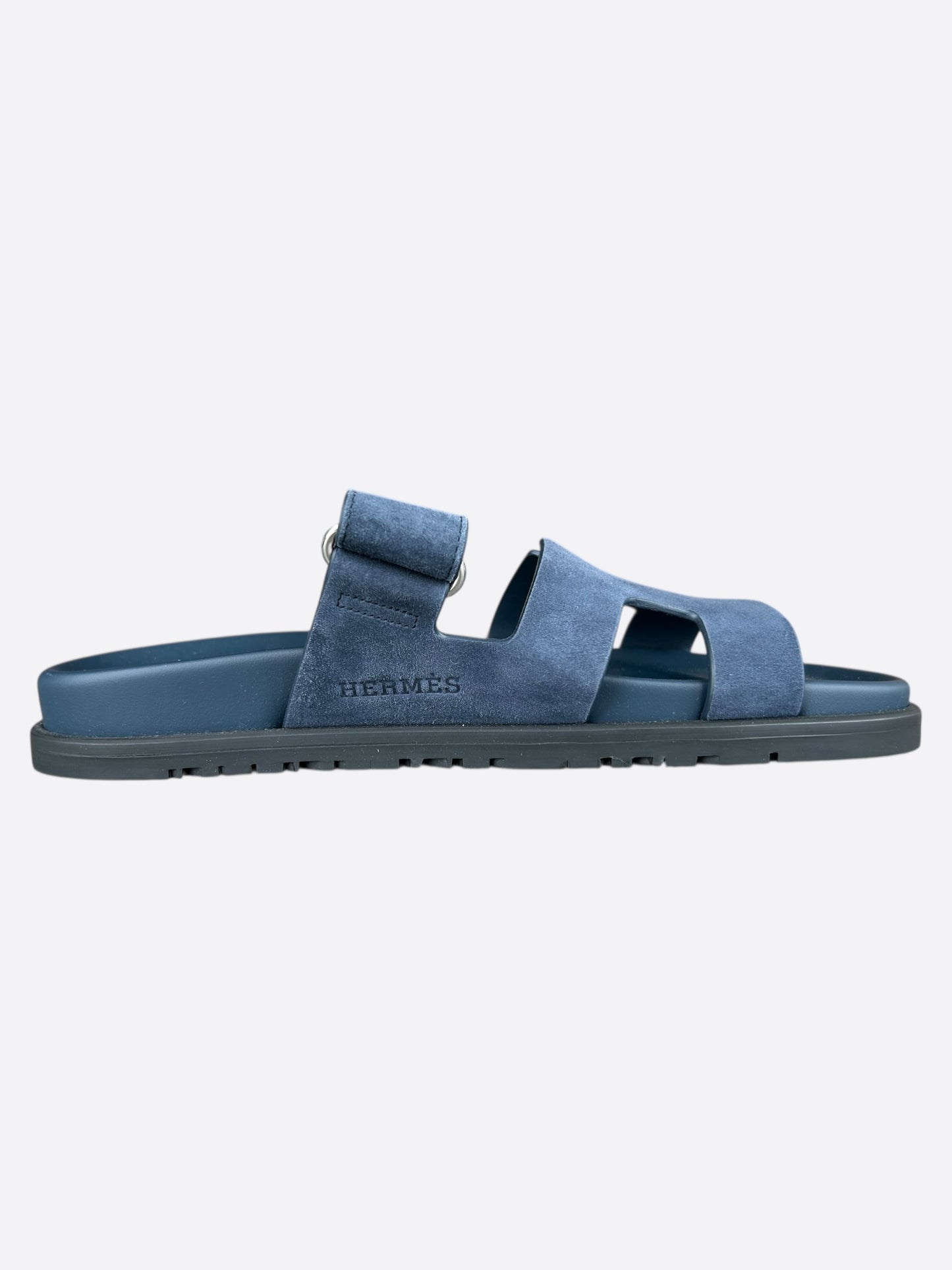 Hermes Blue Suede Chypre Women's Sandals